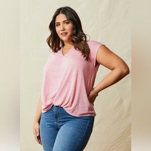 Matilda Jane Enchanted Garden Folly Beach Knot-Front Pink Top Size M Medium